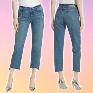 GRLFRND Shannan Raw Edge Cropped Jean In Show Down Blue Size 25 Made in USA